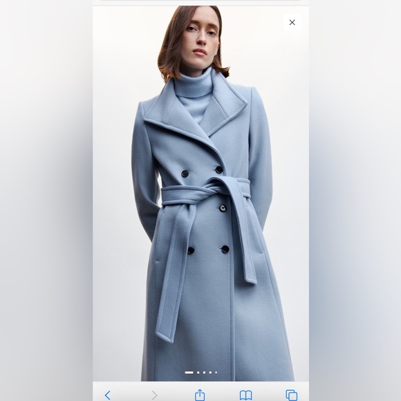 Mango Blue Double-Breasted Coat - Picture 16 of 17
